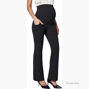 Stretchy Maternity Work Pants with Pockets Over Belly Fit